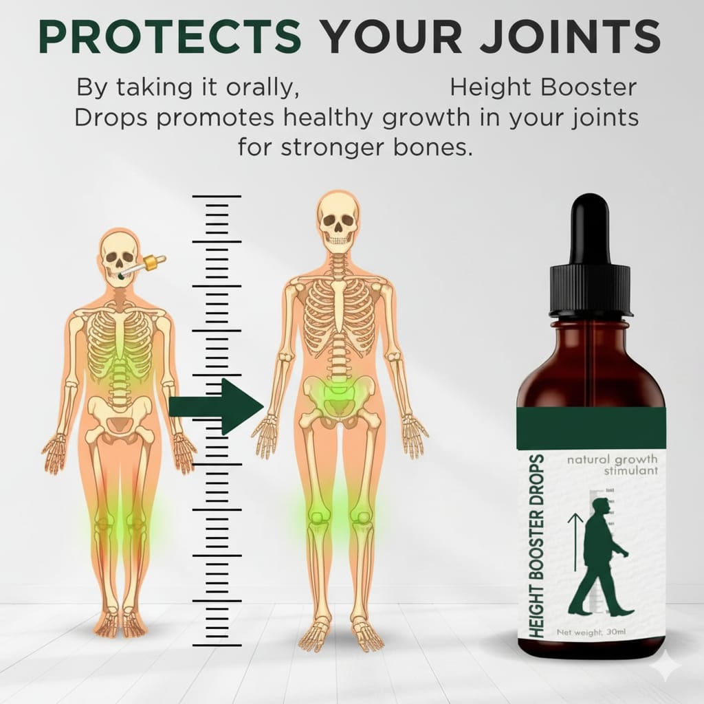 Height Growth Drops – Natural Herbal Height Booster for Adults | Bone Growth Support, 30ml
